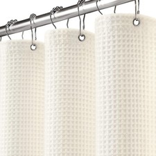 Waffle Weave Shower Curtain Ivory Cotton Heavyweight Washable 72x72 Bathroom