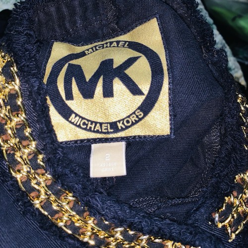 Michael Kors Jacket Womens 2 Black Denim Gold Chain Fringe Designer Short Blazer - Picture 7 of 7