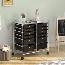 12 Drawers Rolling Cart Storage Scrapbook Paper Studio Organizer Bins Home Black