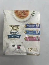 Purina Fancy Feast Lickable Wet Cat Food Broths Complement Seafood Classics