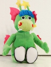Dragon Stuffies or Stuffins Plush Toy Green Pink Ears Wings Blue Hair Shoes