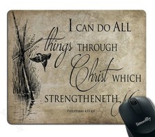 Gaming Mouse Pad Custom Bible Verse Christian Jesus  I can do All Things Throu...