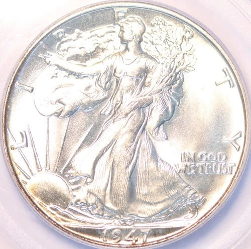 1947 P Walking Liberty Half Dollar, PCGS MS65, Brilliant White Gem, Gorgeous!