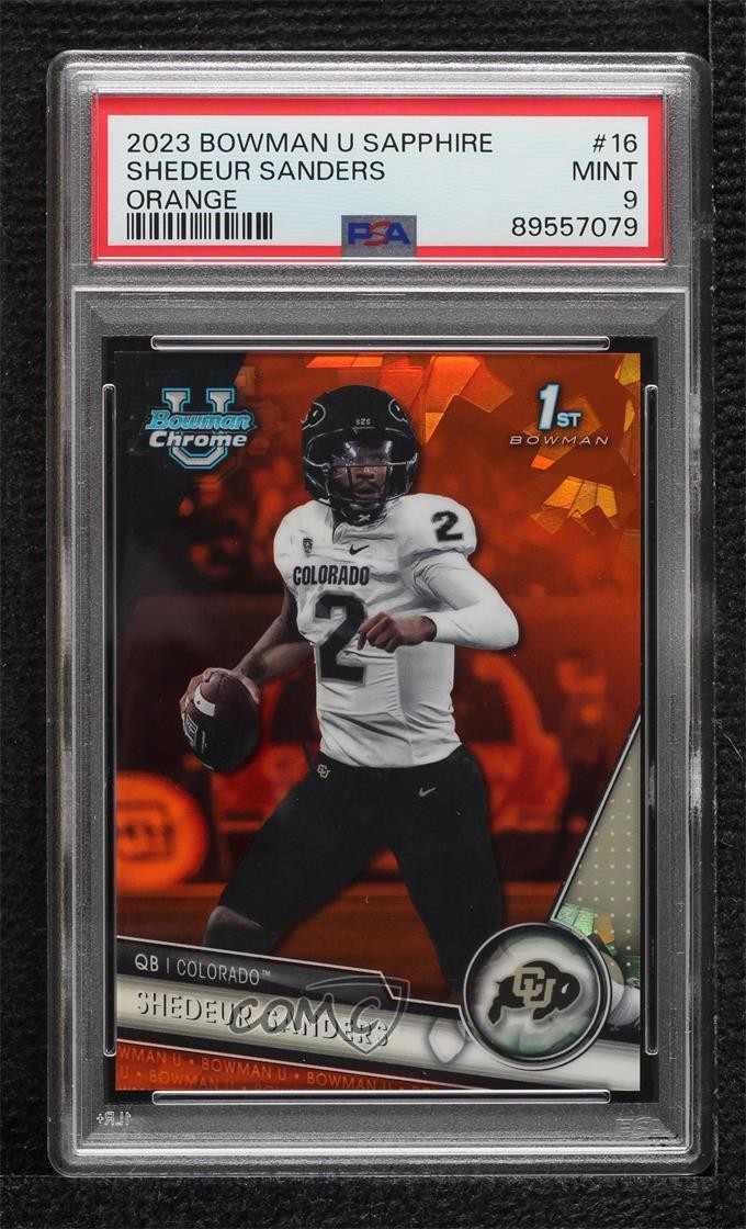 2023 Bowman U Chrome Sapphire Edition Orange 2/25 Shedeur Sanders #16 PSA 9 1mc9