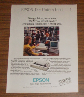 Rare Advertising EPSON SQ-2500 Inkjet Printer PC Library 1987