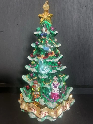 Christopher Radko Glass Twelve Days of Christmas True Love Tree Ornament, 8 1/4”