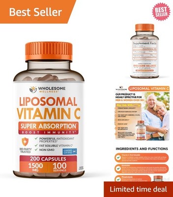 Wholesome Wellness Liposomal Vitamin C 1500mg Supplement 200 Capsules 6/2027