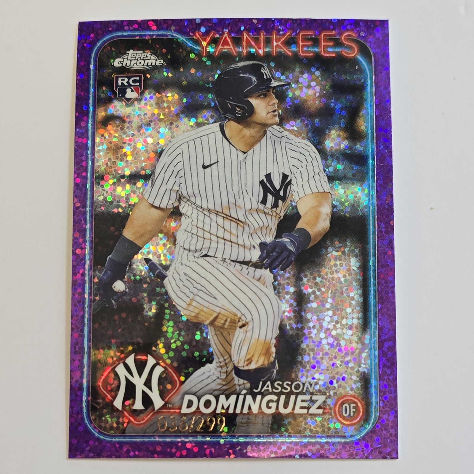 2024 Topps Chrome - Jasson Dominguez #89 Purple Speckle Refractor /299 (RC)
