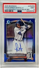 2025 Bowman Chrome Franyerber Montilla RC Blue Refractor /150 PSA 9 Mint Auto SS