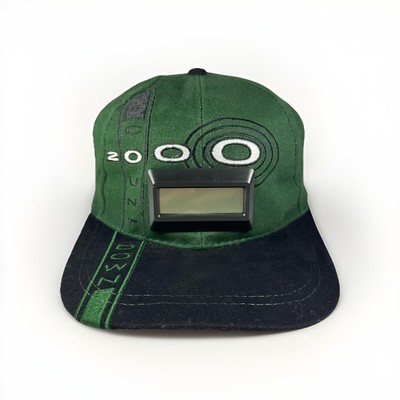 Vintage Countdown 2000 Hat w/ Clock Green & Black Snapback New Millenium READ