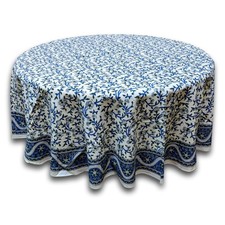 India Arts Hand Block Print Floral Tablecloth Round Cotton Table Linen Beach She