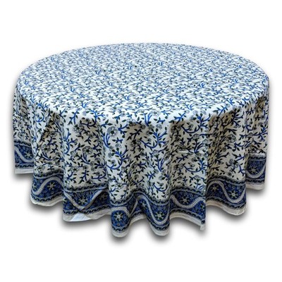 India Arts Hand Block Print Floral Tablecloth Round Cotton Table Linen Beach She