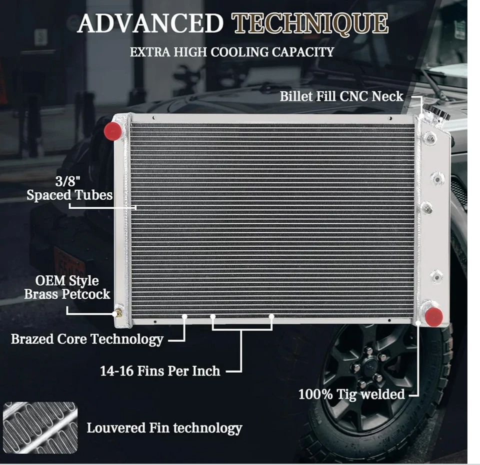 雪佛兰/GMC C/K/G 系列 C10 C20 C25 C30 C3500 K10 K20 Nova Camaro Blazer 散热器 — 第 4/4 张图片