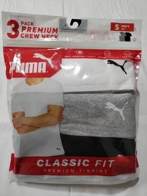 PUMA 3PACK PREMIUM CREW NECK CLASSIC FIT. S TO XL '. BLACK WHITE AND GRAY IN BAG