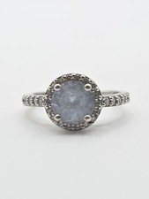 Sterling Silver 925 Round Blue Topaz Halo Ring Size 6