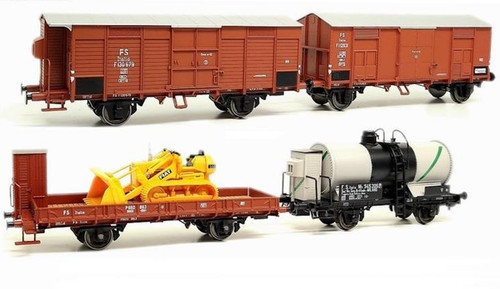 ACME 45121 set 4 carri merci FS (cisterna M, 2 carri F, serie P )ep III IVa 1:87 | Condition: Usato
