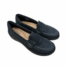Clarks Cora Ashly Black Leather Loafers Sz 6.5