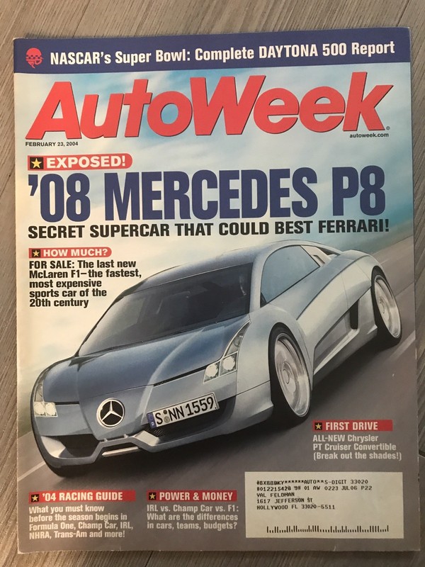 Autoweek Magazine 2004 Feb 23 Mercedes P8; PT Cruiser; Daytona 500