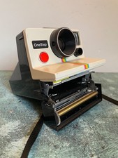 Vintage Polaroid One Step Land Camera Rainbow Stripe SX-70 with Strap