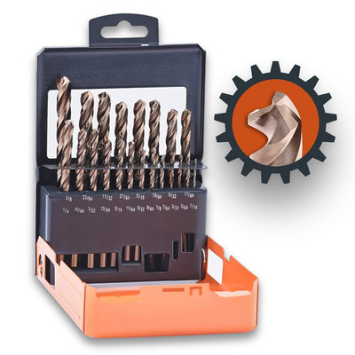 21Pcs HSS Cobalt Drill Bit Set, 1/16'' to 3/8'', Three Flute Design | Industrial G
