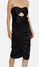 ALEJANDRA ALONSO ROJAS Women's Black Bow-Accented Strapless Ruched Dress SZ 6