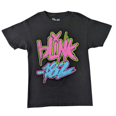 Blink 182 T-Shirt Youth Large Black Graffiti, Pop Punk Graphic, Loud Band Tee!