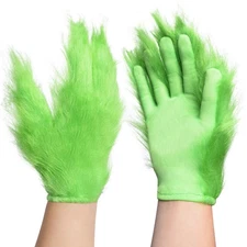 Bzeumk Green Monster Furry Gloves Costumes Accessories for Christmas Halloween