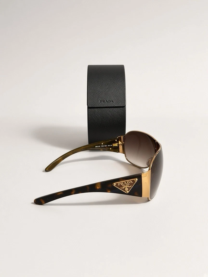 PRADA Gold Shield Sunglasses for Women for sale | eBay