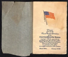 1919 NY Division of the American Protective League / DOJ Hotel Astor Menu