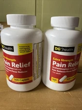 2)DG Health Extra Strength Pain Relief Acetaminophen 500mg Caplets-500 Ct. -8/26