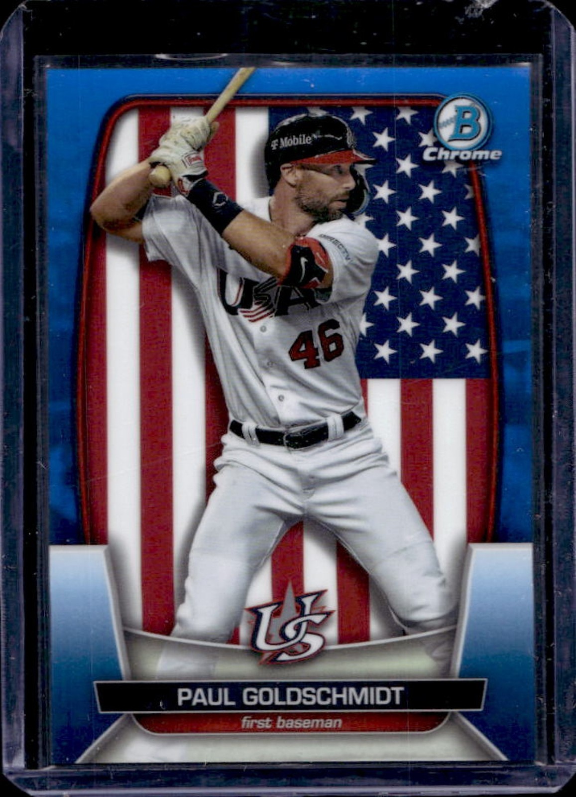 2023 Bowman Chrome Paul Goldschmidt WBC Flag Variations Blue Refractor #64/75