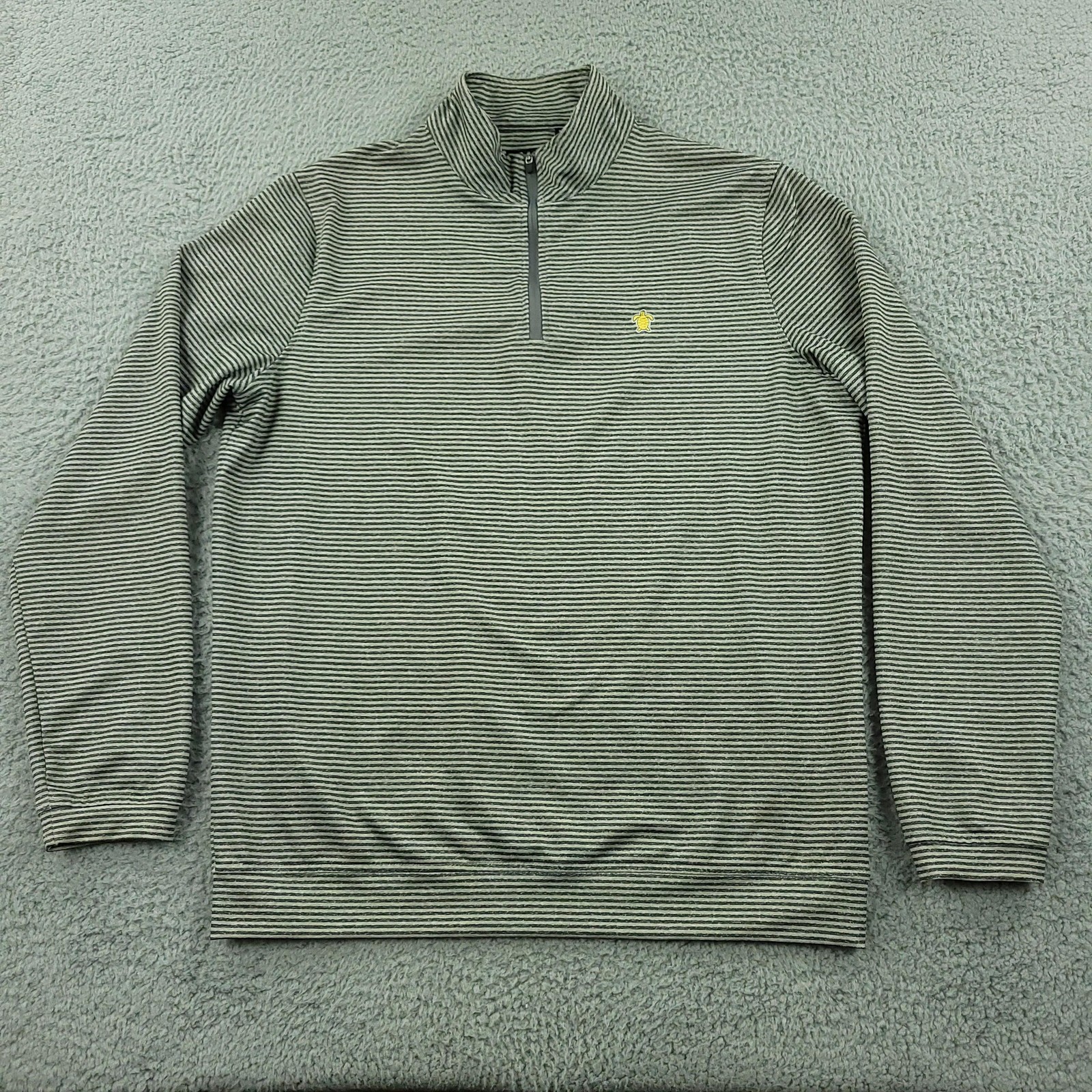 Simply Southern Pullover Mens Medium Gray Striped Quarter Zip Turtle Logo Casual