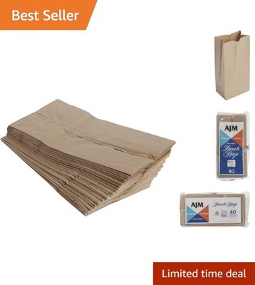40 Count Biodegradable Brown Paper Lunch Bags - Eco-Friendly & Durable