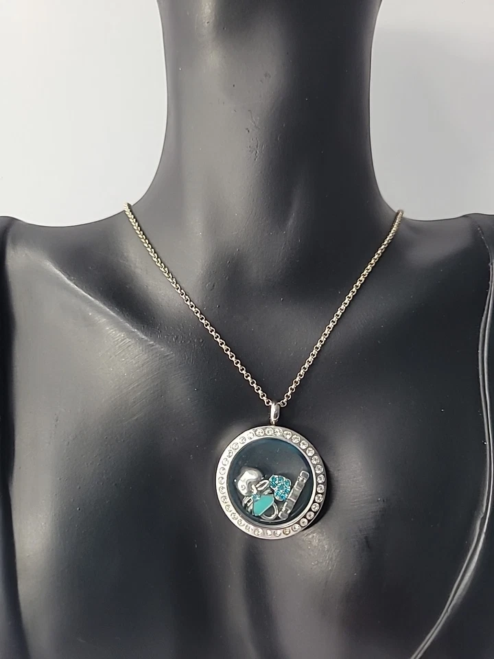 Collar medallón flotante vintage origami búho plata dijes de mamá estrás Foto 2 de 4