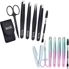 TsMADDTs Eyebrow Tweezer Set, 13 Pcs Tweezers Set for Women, Precision Pink 