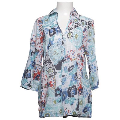 Peter Hahn, Bluse, Größe: 40, Blau/Weiß/Mehrfarbig, Baumwolle, Print, Damen #R08
