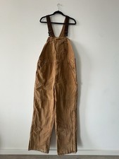 Men  s Carhartt Brown Double Knee Workwear Duck Canvas Bib Overalls 38x32