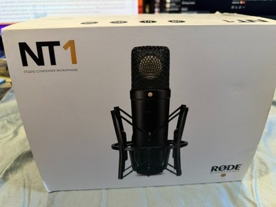 Rode NT1 Signature Mic + Scarlett Solo phantom amp interface + Headphones