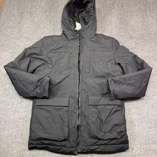 Adidas Jacket Mens Large Black Hooded Parka Full Zip Insulated Puffer GT1699