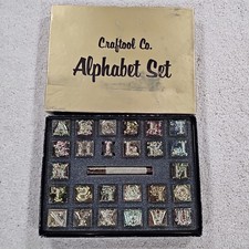 Vintage CRAFTOOL Co. 8140 3/4" Alphabet Leather Stamp Set w/Punch ~ Complete Set