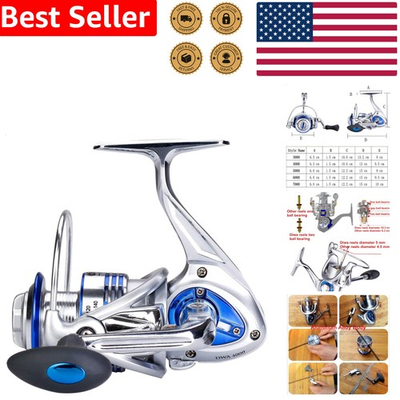 #ad Saltwater Freshwater Spinning Reel Blue 4000 14BB Aluminum Powerful $56.62