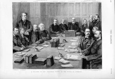 Original Old Antique Print Meeting Colonial Party In House Commons 1894 19th