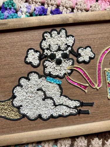Mid Century Modern Poodle & Present Dog Gravel Rock Mosaic Wall Art 17” x 7 1/2” - Picture 5 of 8