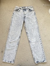 Vintage 80s Levi's Student 701 Acid Wash Denim Jeans For Student Actual Size 26