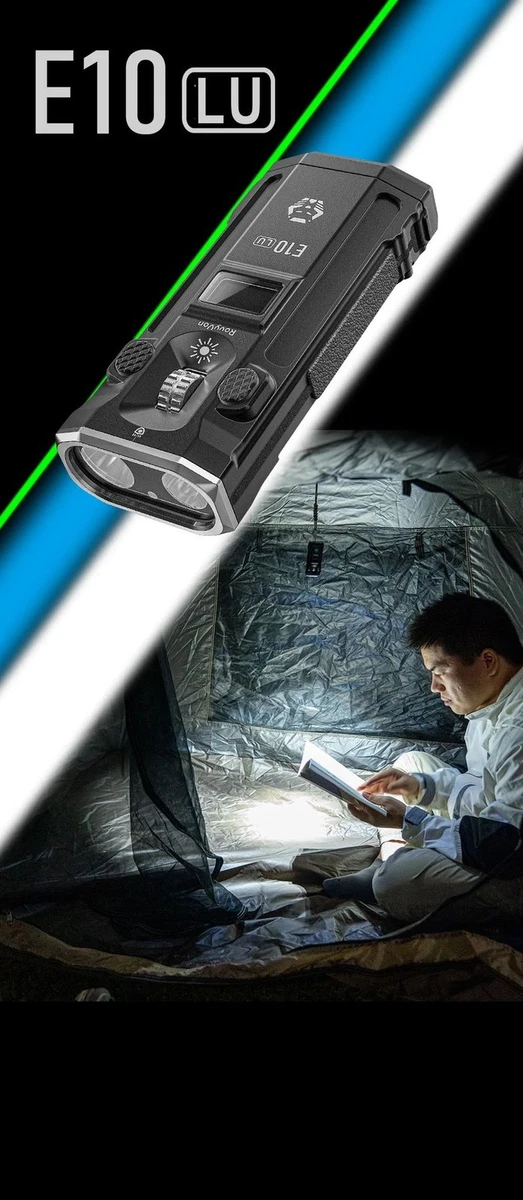RovyVon E10 LU - Potencia EDC plana con láser, luz UV y compatibilidad AA