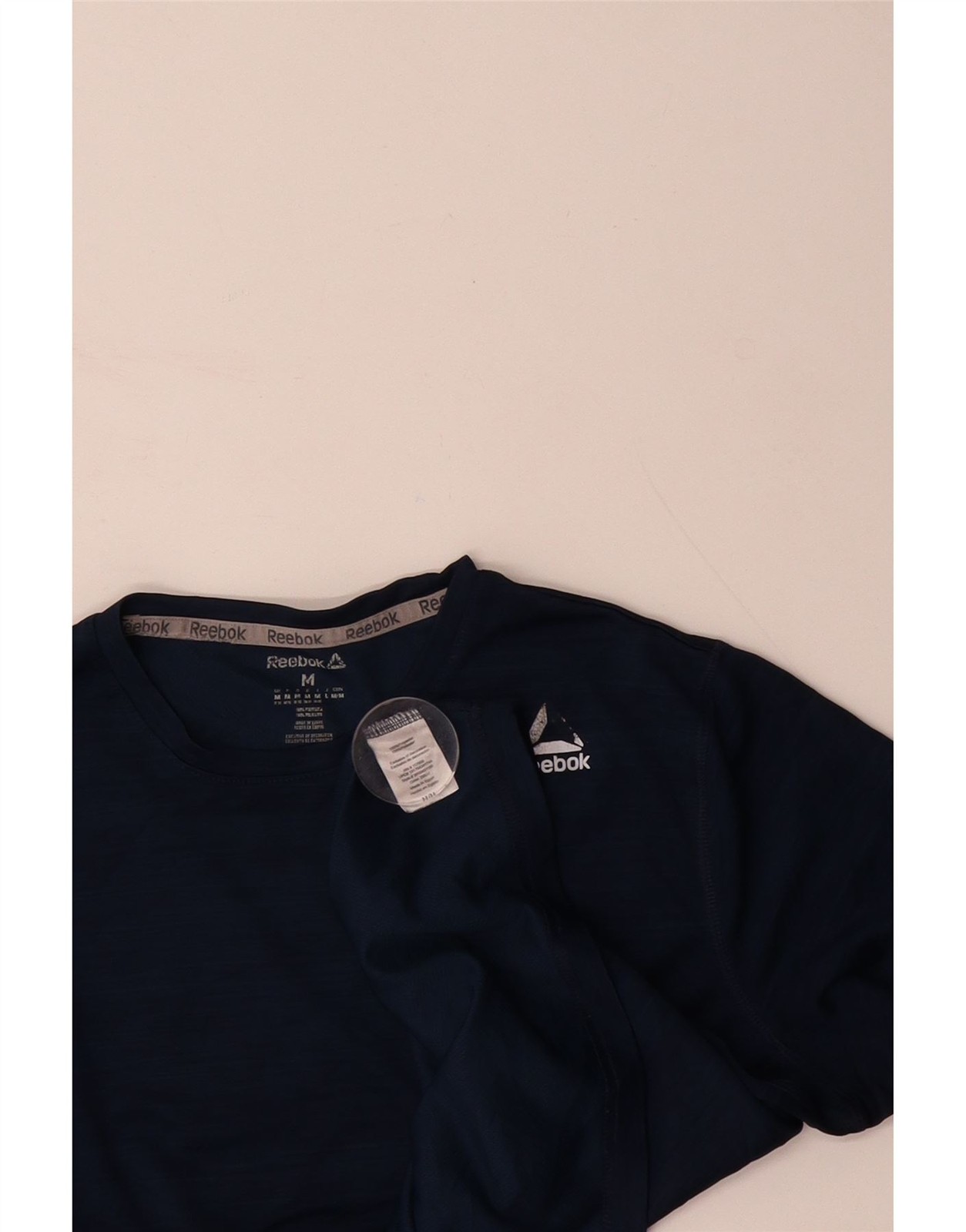 REEBOK Mens T-Shirt Top Medium Navy Blue Flecked Polyester DJ23 thumbnail 3