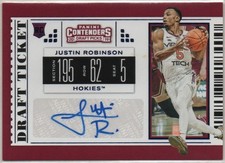 Justin Robinson 2019-20 Panini Contenders Draft Autograph Card #108 AUTO