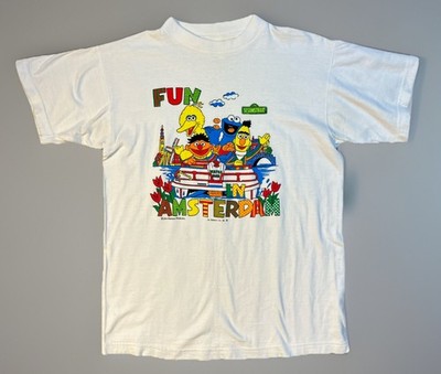 VTG Small Sesame Street White Tshirt In Amsterdam Jim Henson European Size
