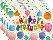 XCHI Happy Birthday Colorful Balloons Confetti Stars Placemats Set of 4 Table Ma