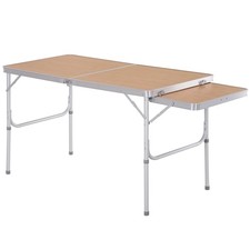 Outsunny 4ft Aluminium Picnic Table with Side Top, Portable, Refurbished
